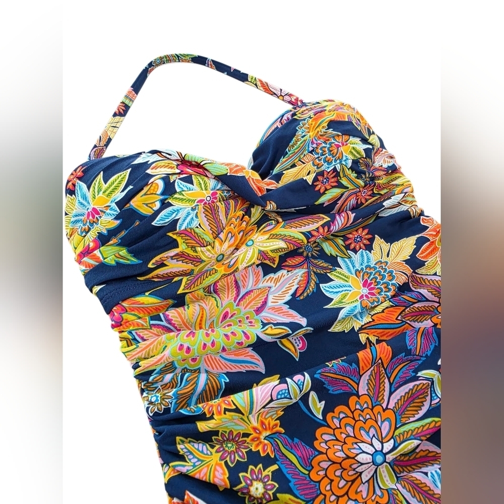 NWT Bleu Rod Beattie Navy Blue Floral One-Piece Swimsuit Underwire | Size 4 - Picture 2 of 8